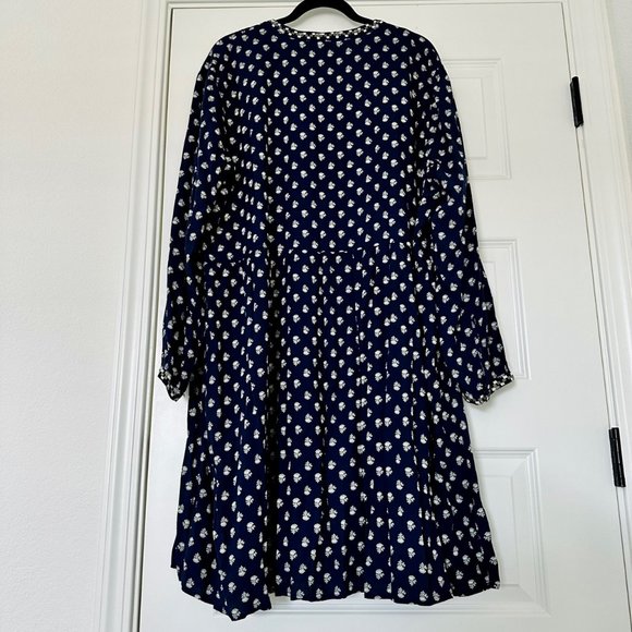 NWOT Old Navy Blue & Green Floral Print Empire Tassel Dress (Size: XXL) - Picture 4 of 12